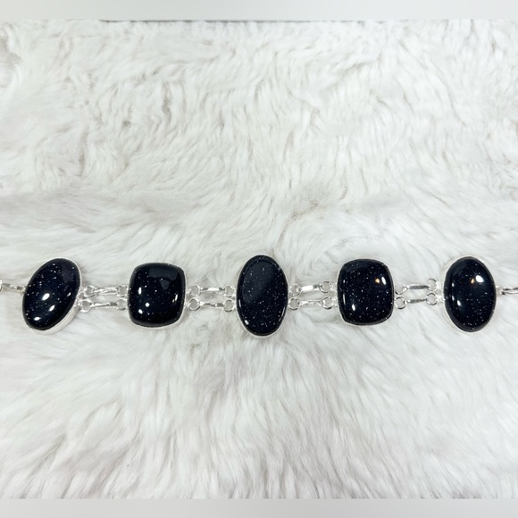 Blue Sunstone Moonstone Lapis 925 Large Necklace & Bracelet - Picture 3 of 9